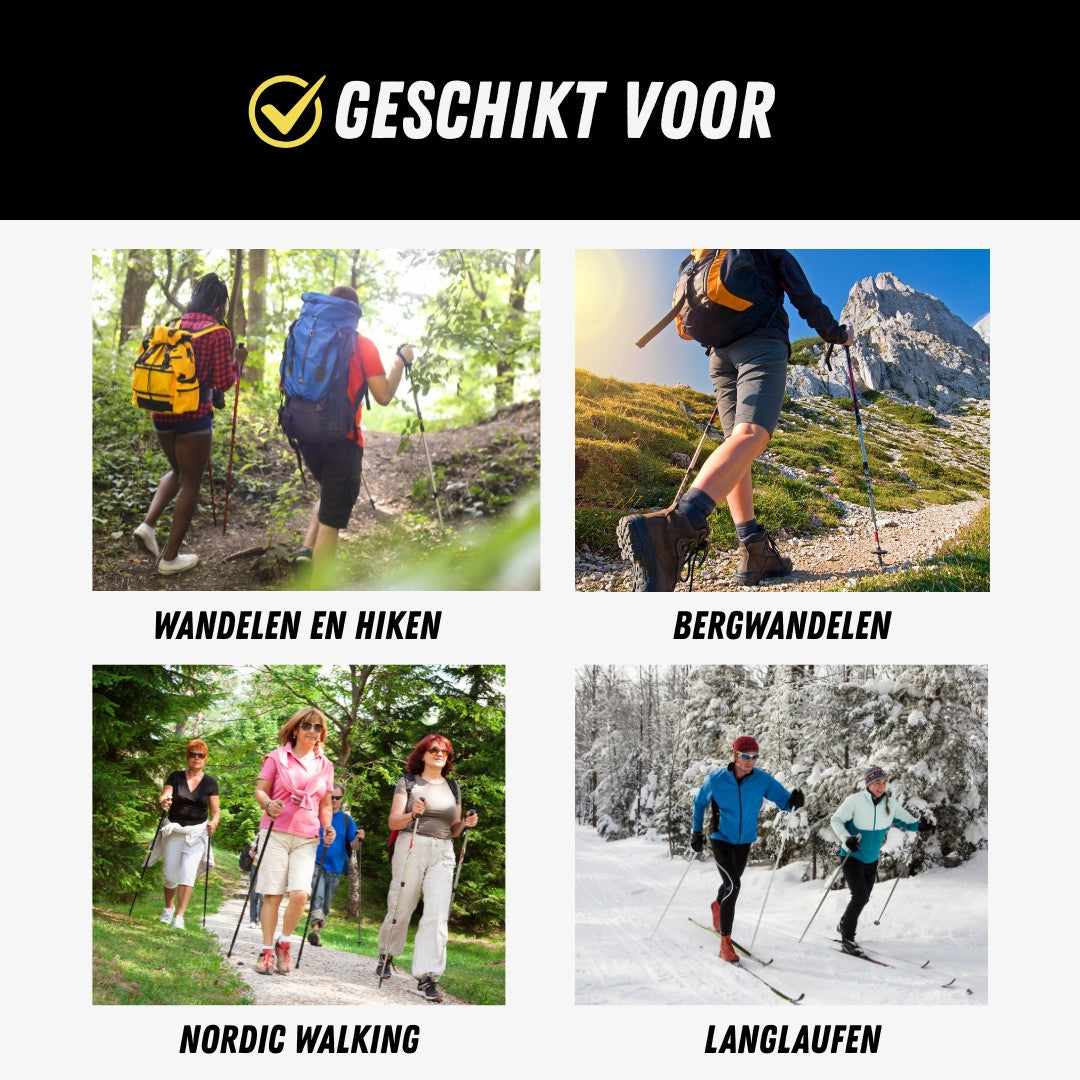 Opvouwbare Wandelstokken, Nordic Walking Stokken, Geschikt voor