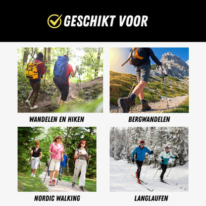 Opvouwbare Wandelstokken, Nordic Walking Stokken, Geschikt voor