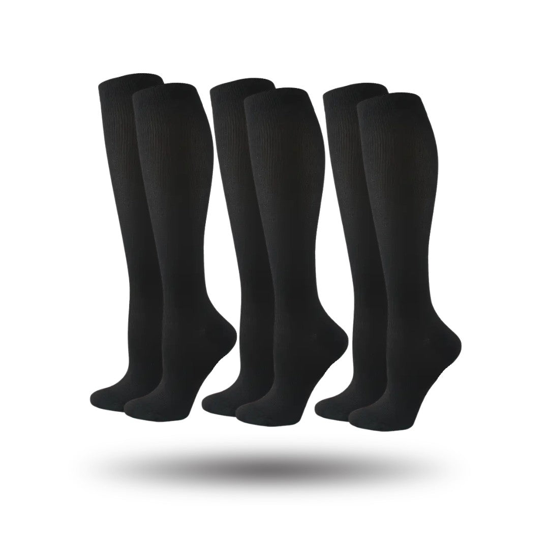 Orthopedische Steunkousen 3-Pack, Premium Compressiekousen, Midnight Black