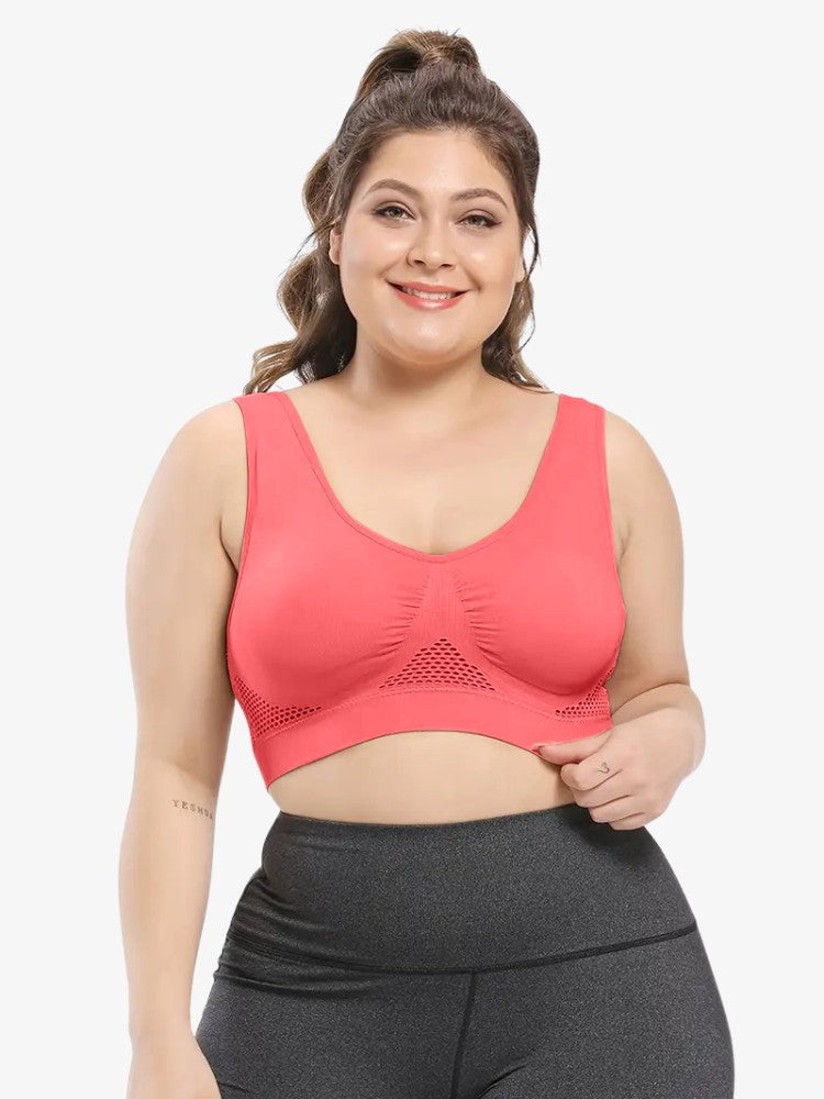 Plus Size Sport BH Essential, Extra Grote Maat Sporttop, Watermelon Red