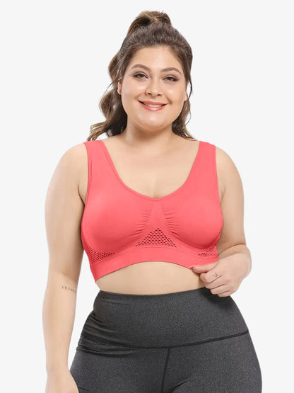 Plus Size Sport BH Essential, Extra Grote Maat Sporttop, Watermelon Red