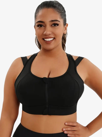 Plus Size Sport BH, Pro Extra Grote Maat Sporttop, Midnight Black