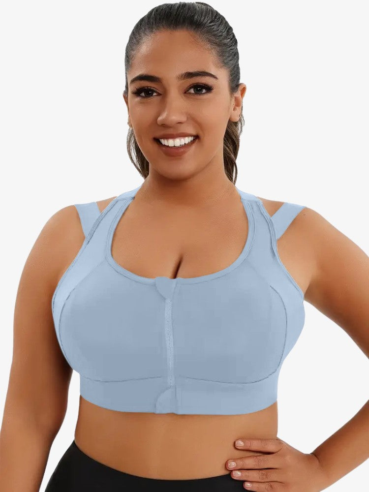 Plus Size Sport BH, Pro Extra Grote Maat Sporttop, Ice Blue