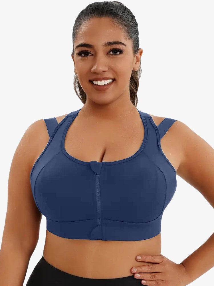 Plus Size Sport BH, Pro Extra Grote Maat Sporttop, Navy Blue