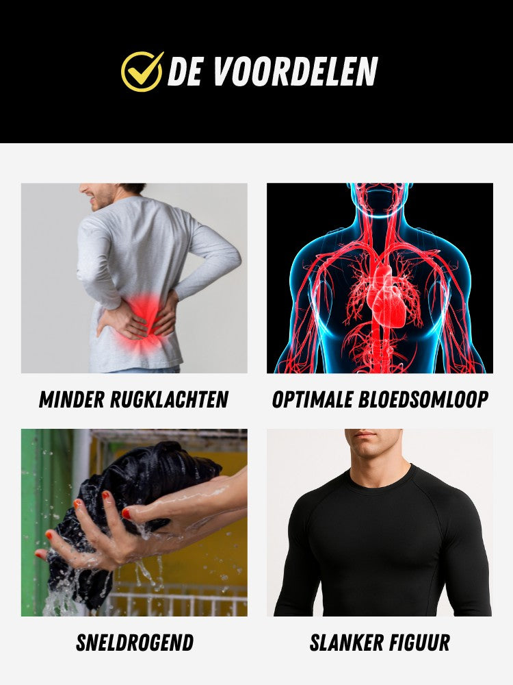 Premium Compressie Shirt Lang, Corrigerend Sportshirt, Voordelen