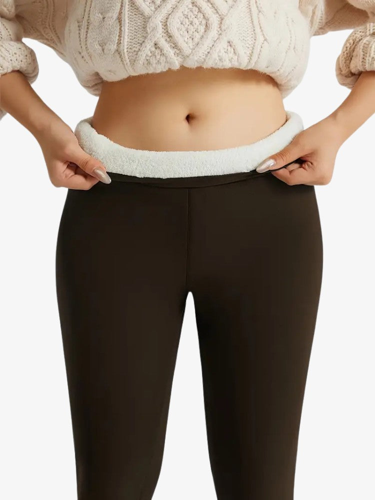 Premium Fleece Legging, Extra Warme Sportlegging, Mocha Brown