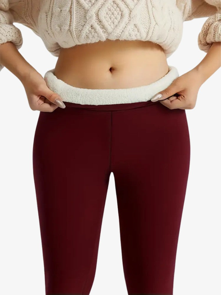 Premium Fleece Legging, Extra Warme Sportlegging, Wine Red
