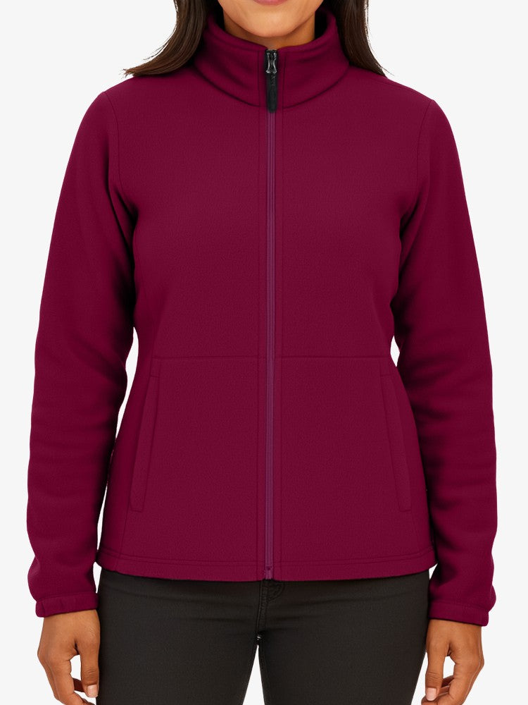 Premium Fleece Vest Dames, Warm Fleece Jack, Wine Red