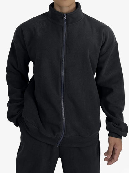 Premium Fleece Vest Heren, Warm Fleece Jack, Midnight Black