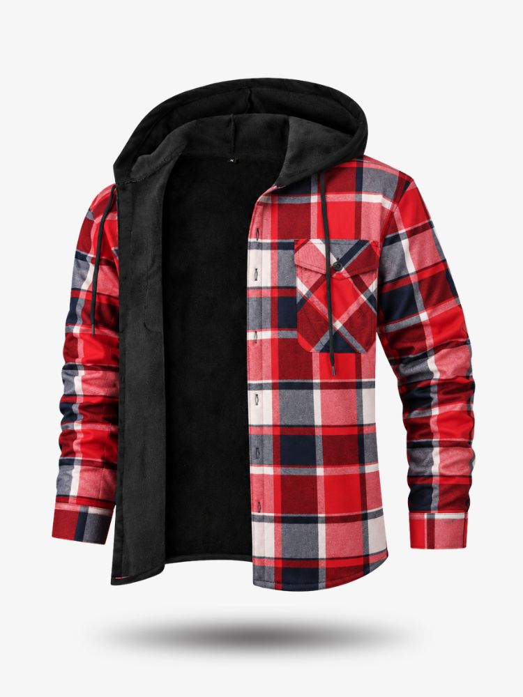 Premium Houthakkersblouse, Warm Herenvest voor de Winter, Rebel Red