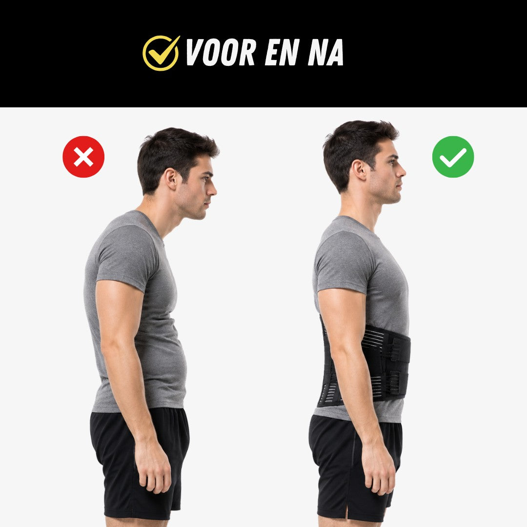 Premium Rugband Onderrug, Verstelbare Rugbrace, Voor en na