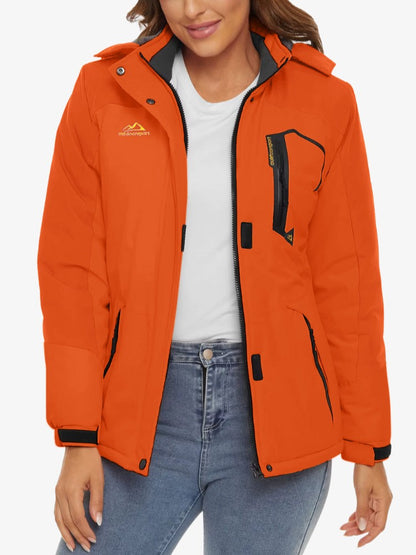 Premium Ski Jas Dames, Waterdichte Winterjas, Peach Orange