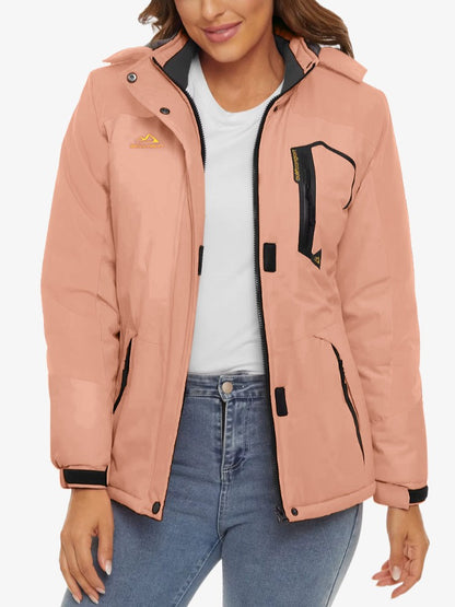 Premium Ski Jas Dames, Waterdichte Winterjas, Salmon Pink