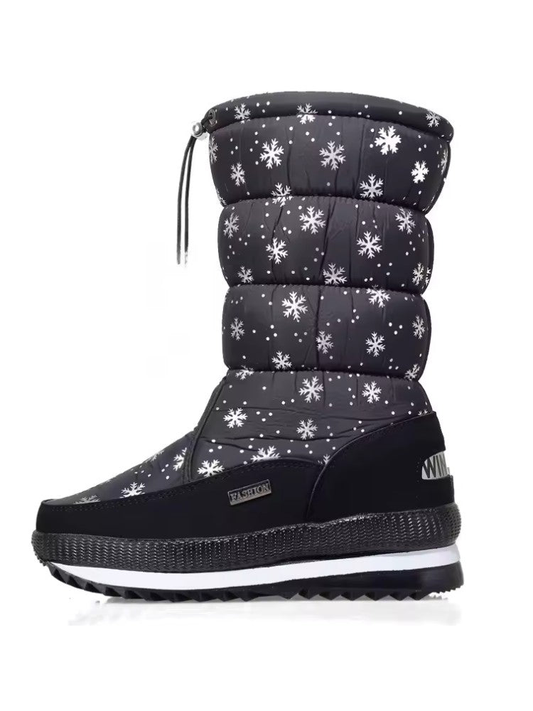 Premium Snowboots Dames, Waterdichte Snowboots, Snowflake Black