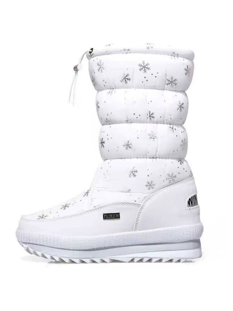 Premium Snowboots Dames, Waterdichte Snowboots, Snowflake White