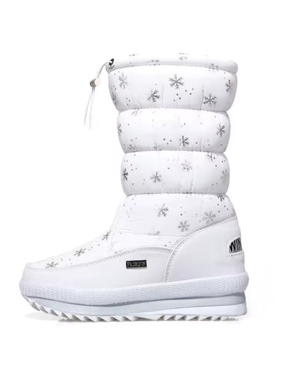 Premium Snowboots Dames, Waterdichte Snowboots, Snowflake White
