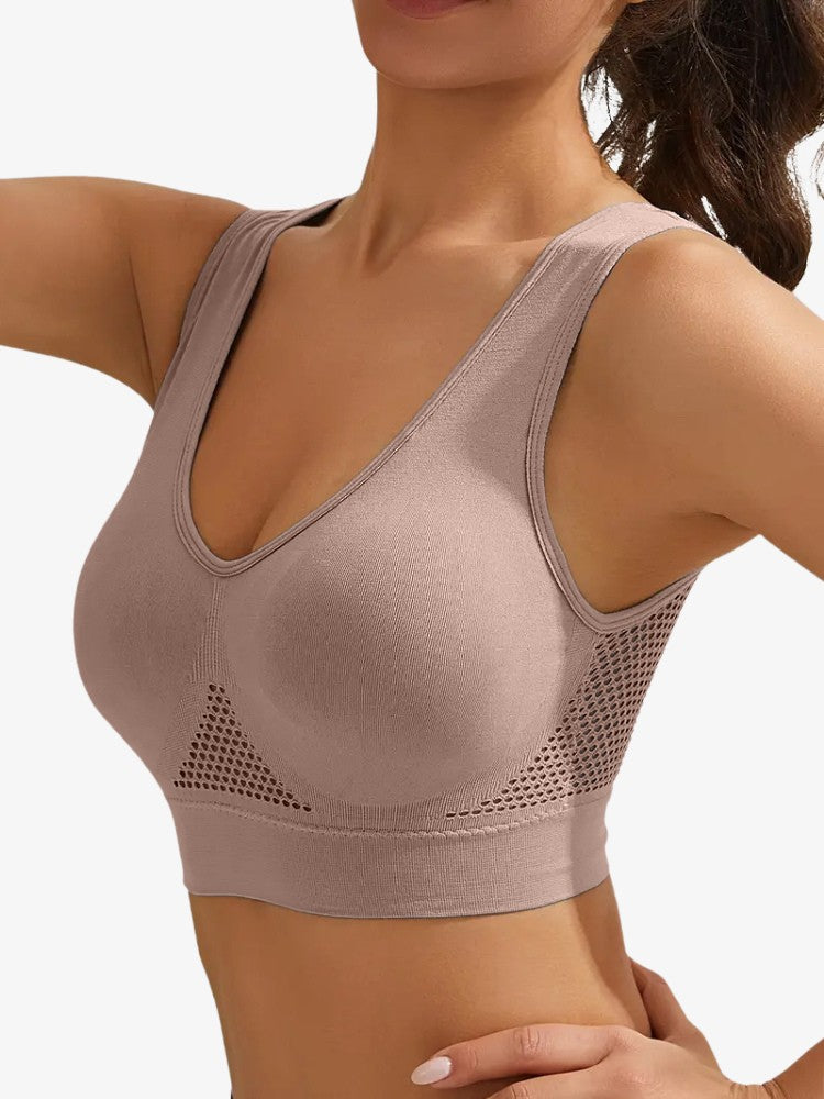 Premium Sport BH, Corrigerende Sporttop, Bean Brown