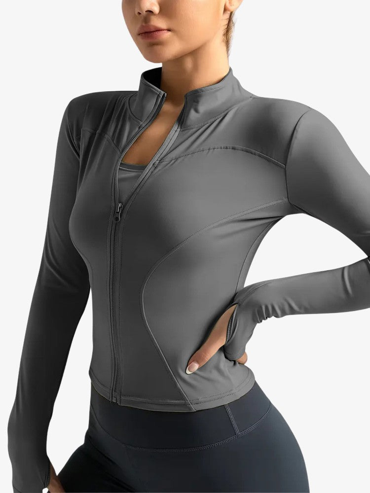 Premium Zip Jacket, Trainingsvest met Smalle Taille, Ash Grey
