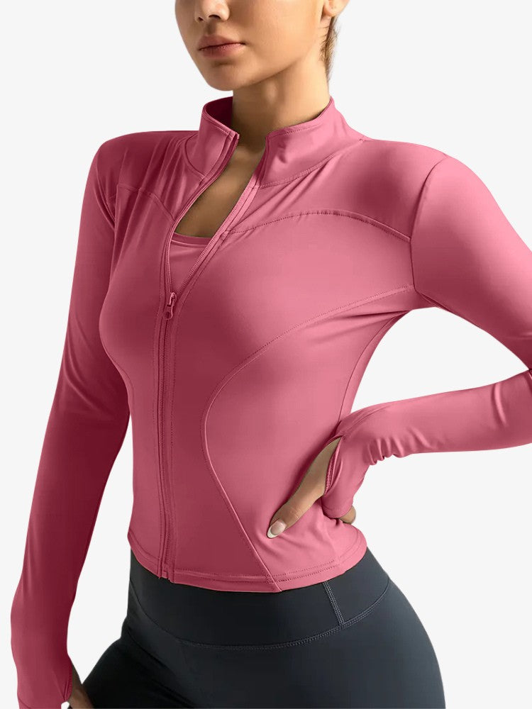 Premium Zip Jacket, Trainingsvest met Smalle Taille, Berry Pink