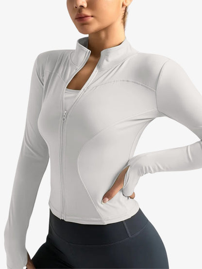 Premium Zip Jacket, Trainingsvest met Smalle Taille, Frost White