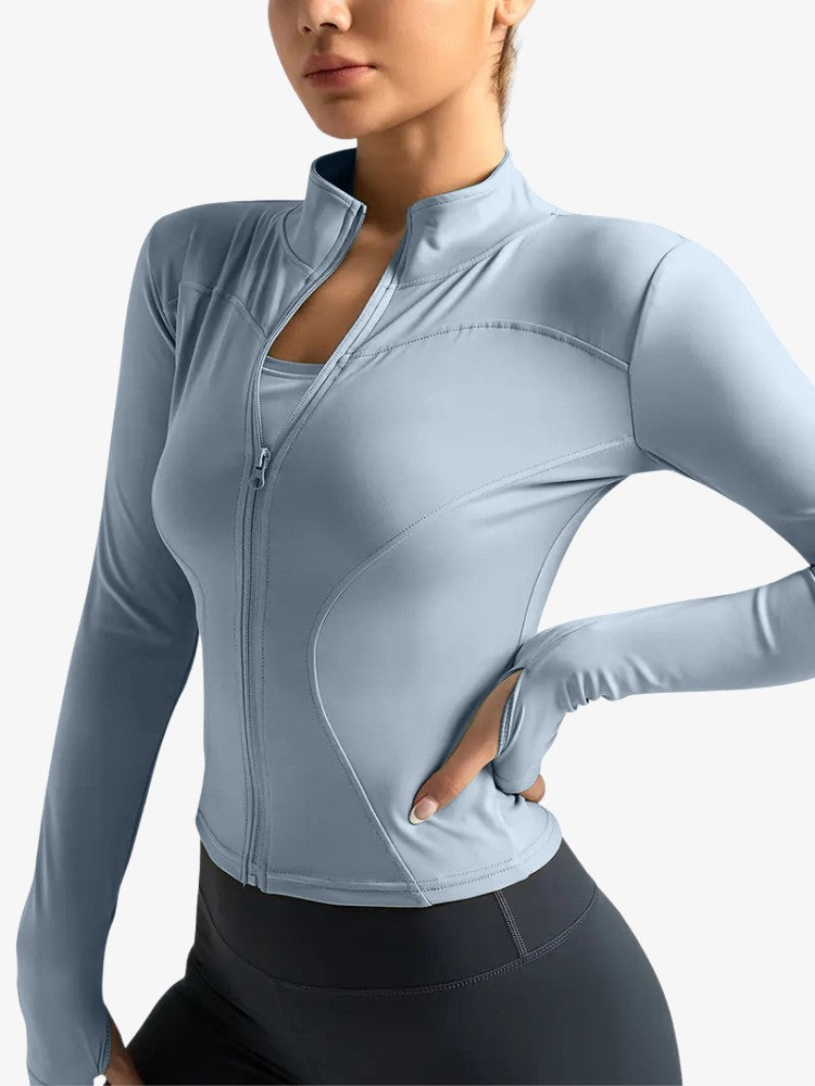 Premium Zip Jacket, Trainingsvest met Smalle Taille, Ice Blue