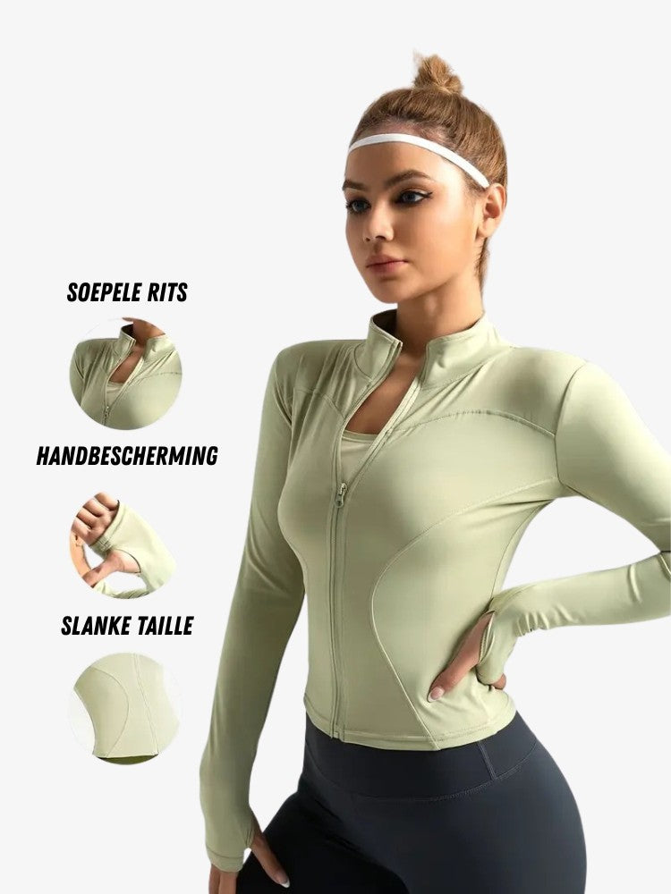 Premium Zip Jacket, Trainingsvest met Smalle Taille, Macha Green 4