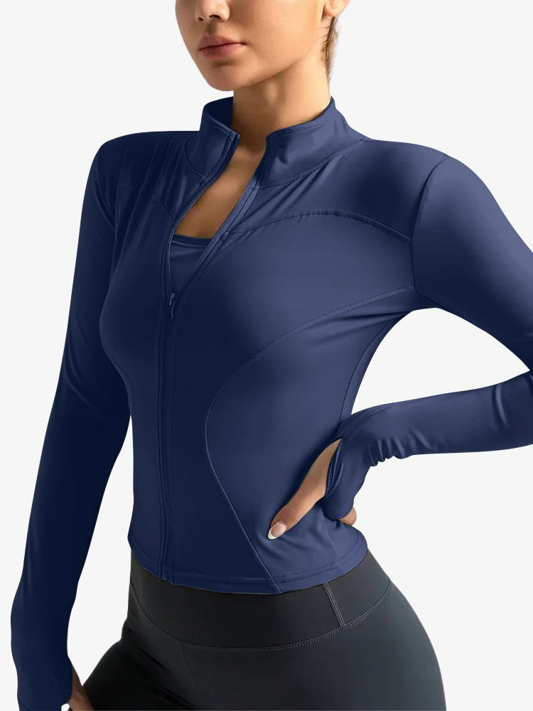 Premium Zip Jacket, Trainingsvest met Smalle Taille, Navy Blue