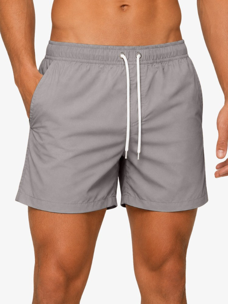 Premium Zwembroek Heren, Elastische Tailleband en Trekkoord, Ash Grey