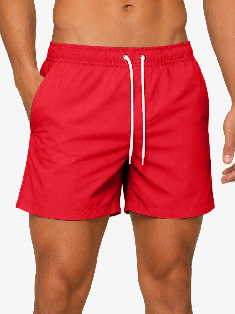 Premium Zwembroek Heren, Elastische Tailleband en Trekkoord, Imperial Red