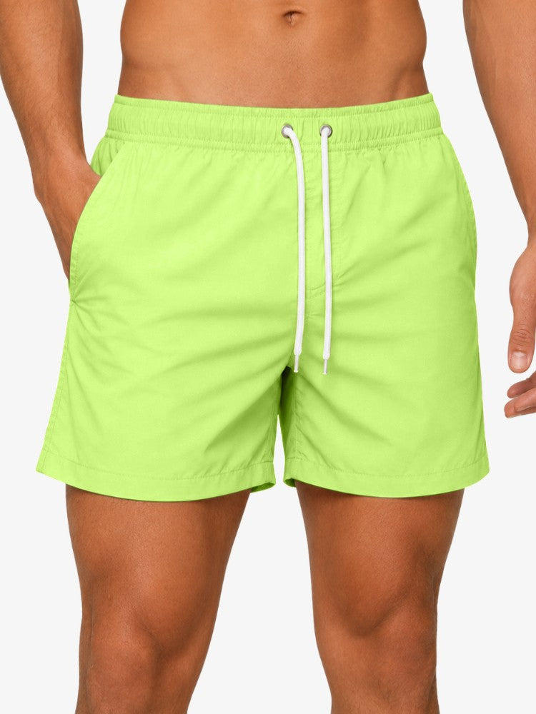 Premium Zwembroek Heren, Elastische Tailleband en Trekkoord, Lime Green