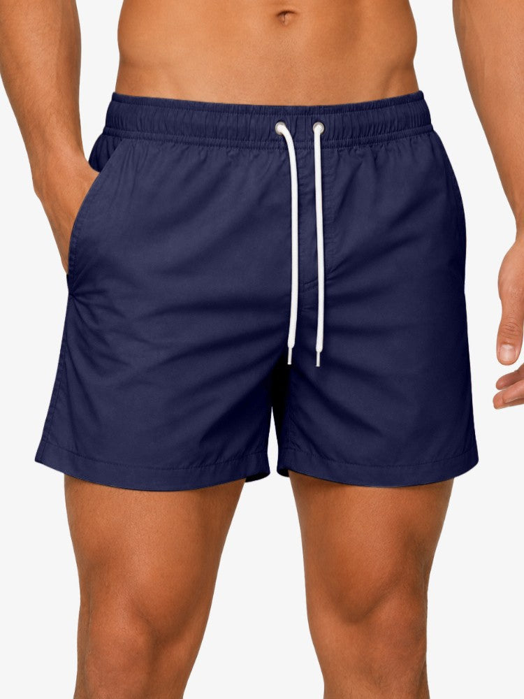 Premium Zwembroek Heren, Elastische Tailleband en Trekkoord, Navy Blue