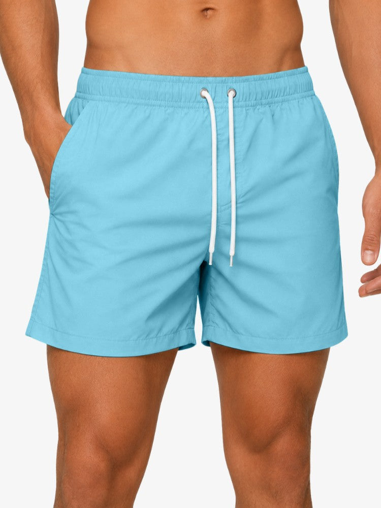 Premium Zwembroek Heren, Elastische Tailleband en Trekkoord, Ocean Blue