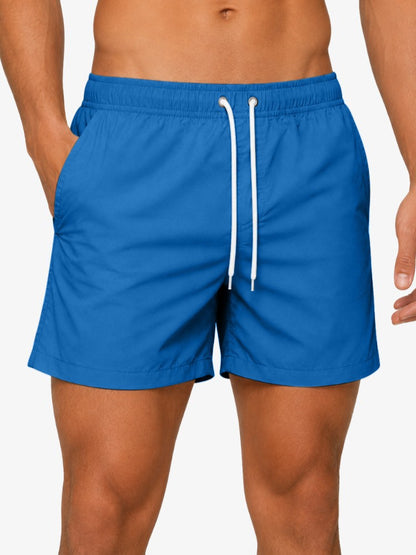Premium Zwembroek Heren, Elastische Tailleband en Trekkoord, Royal Blue