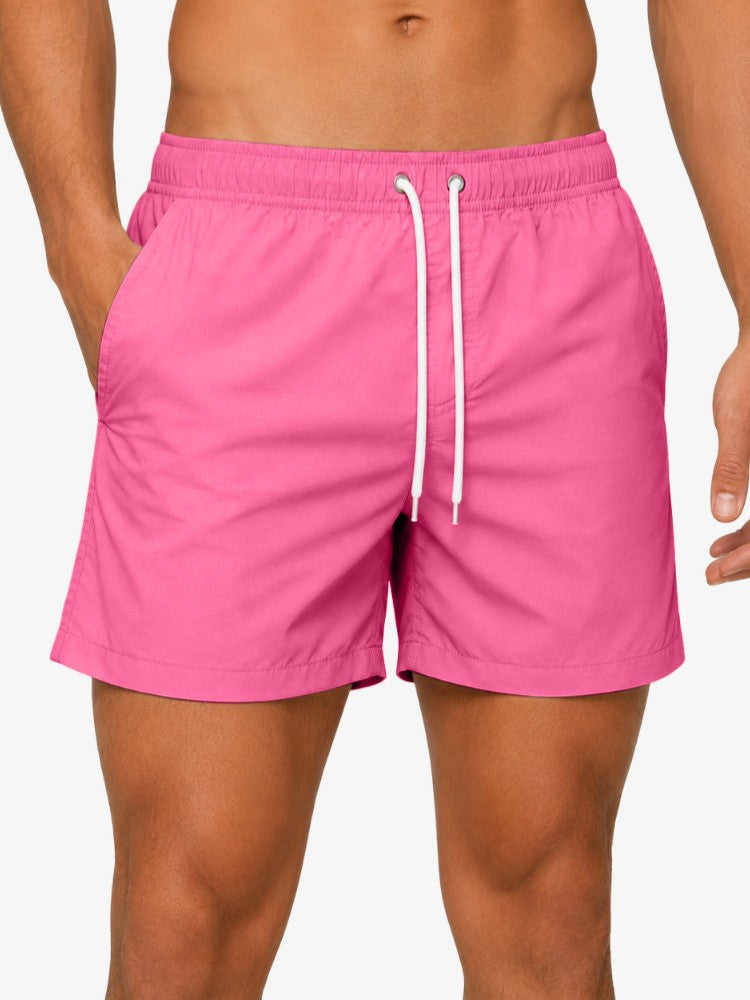 Premium Zwembroek Heren, Elastische Tailleband en Trekkoord, Tropical Pink
