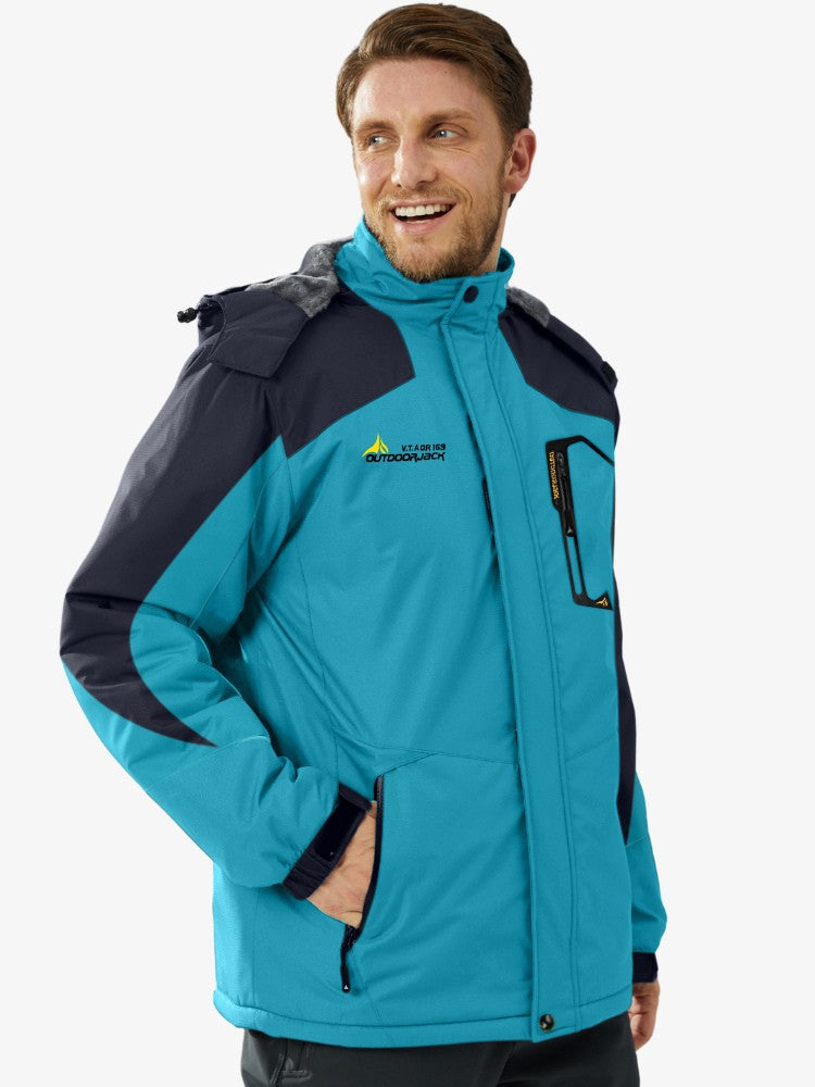 Premium Ski Jas Heren, Waterdichte Winterjas, Aqua Blue