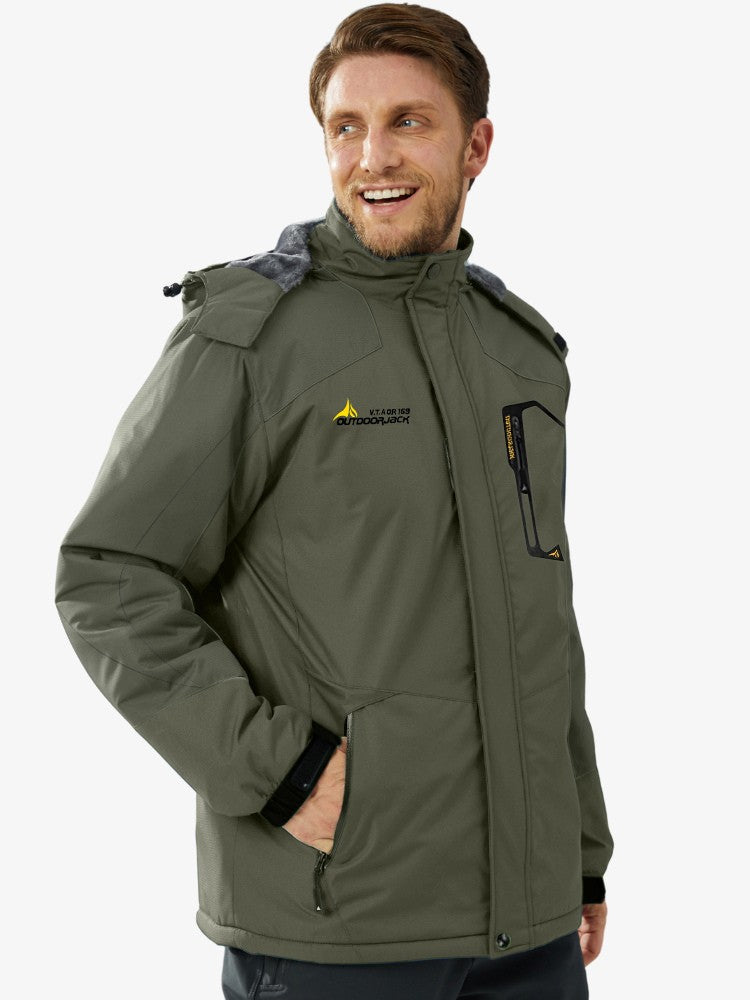 Premium Ski Jas Heren, Waterdichte Winterjas, Army Green