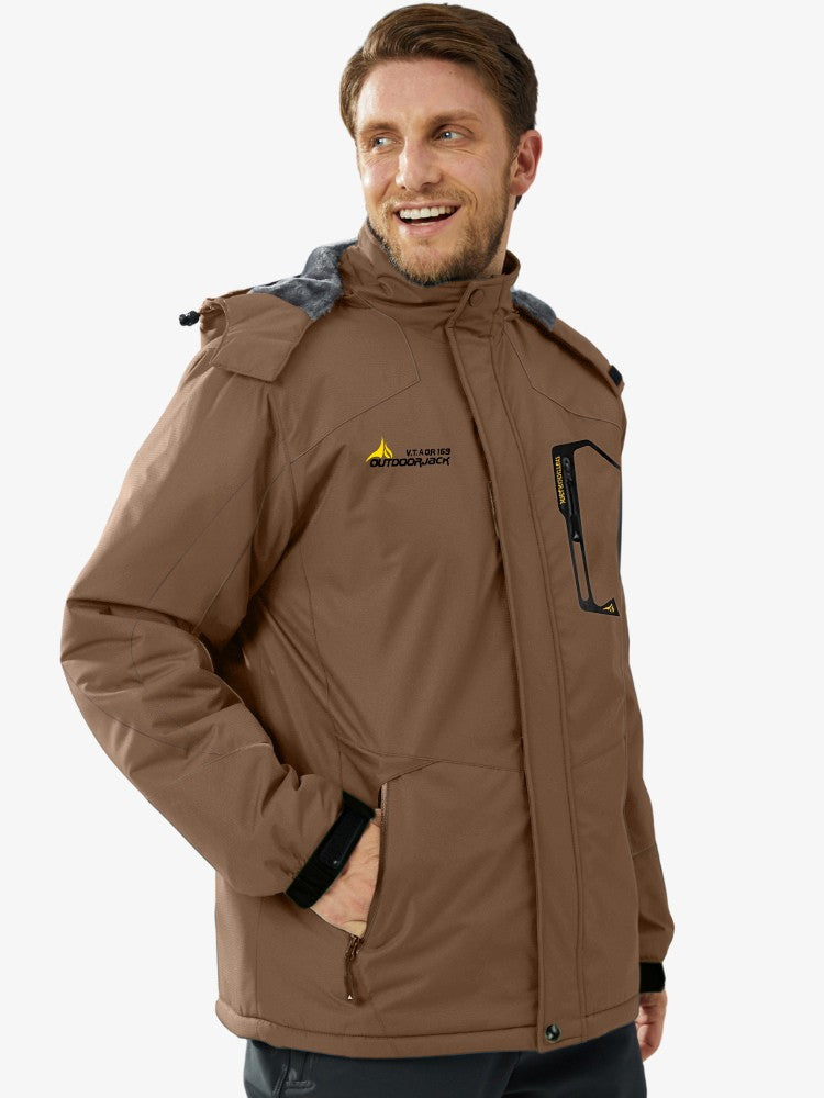 Premium Ski Jas Heren, Waterdichte Winterjas, Mocha Brown