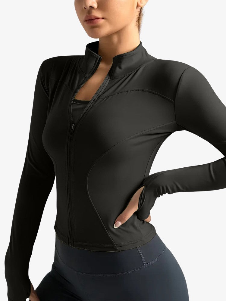 Premium Zip Jacket, Trainingsvest met Smalle Taille, Midnight Black