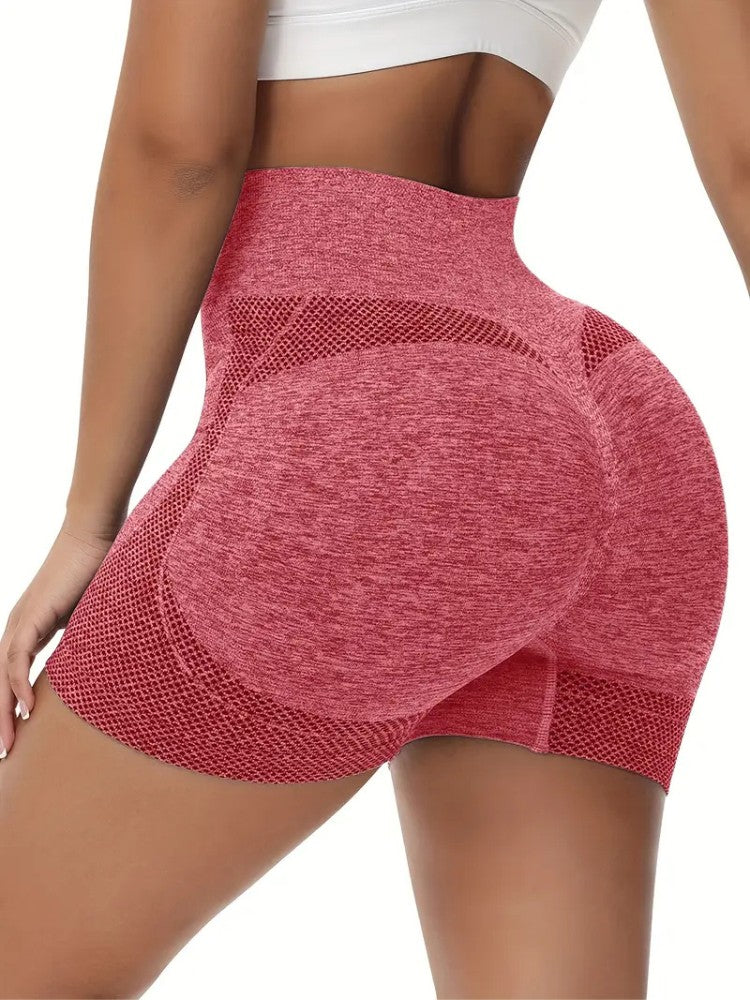 Seamless Short, Premium Push-up Sportlegging Kort, Rose Red