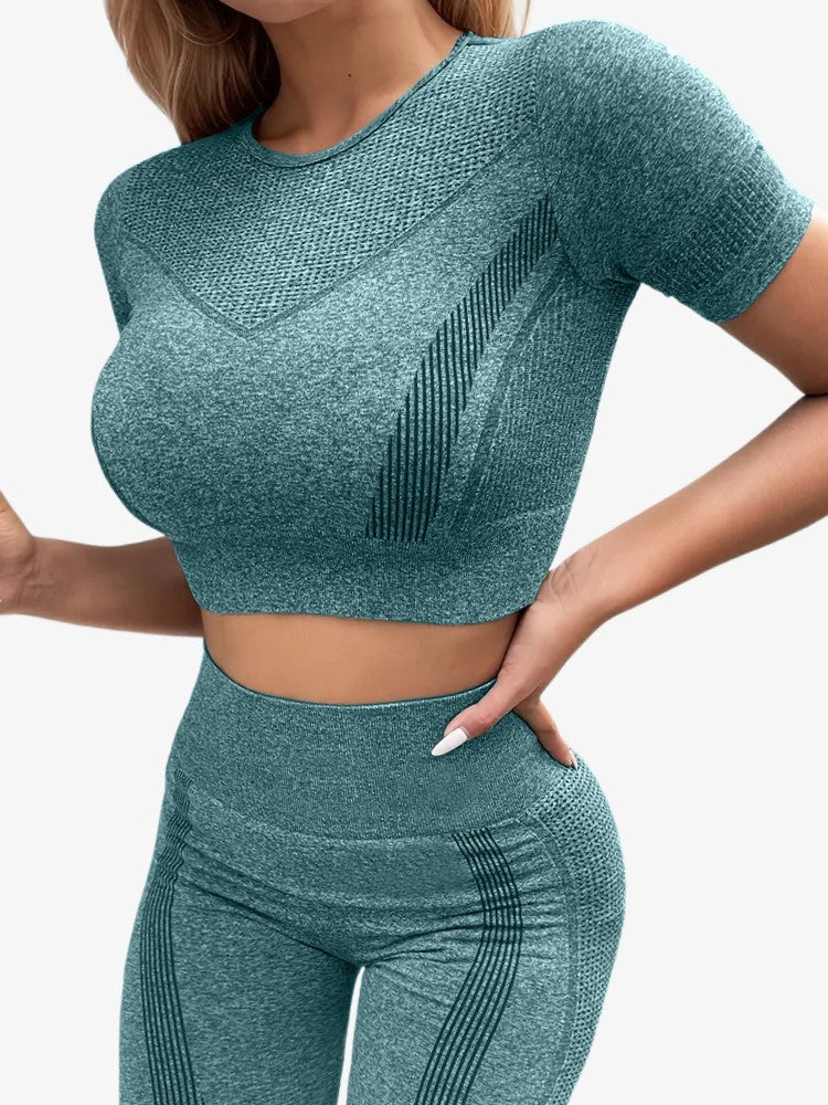 Seamless Training Set, Premium Croptop en Sportlegging, Emerald Green