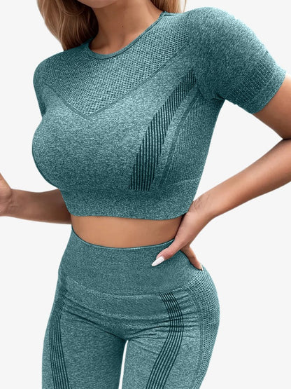 Seamless Training Set, Premium Croptop en Sportlegging, Emerald Green