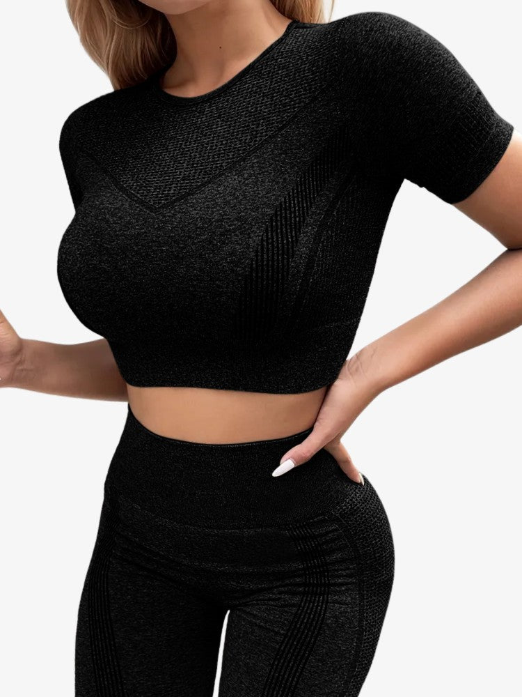 Seamless Training Set, Premium Croptop en Sportlegging, Midnight Black