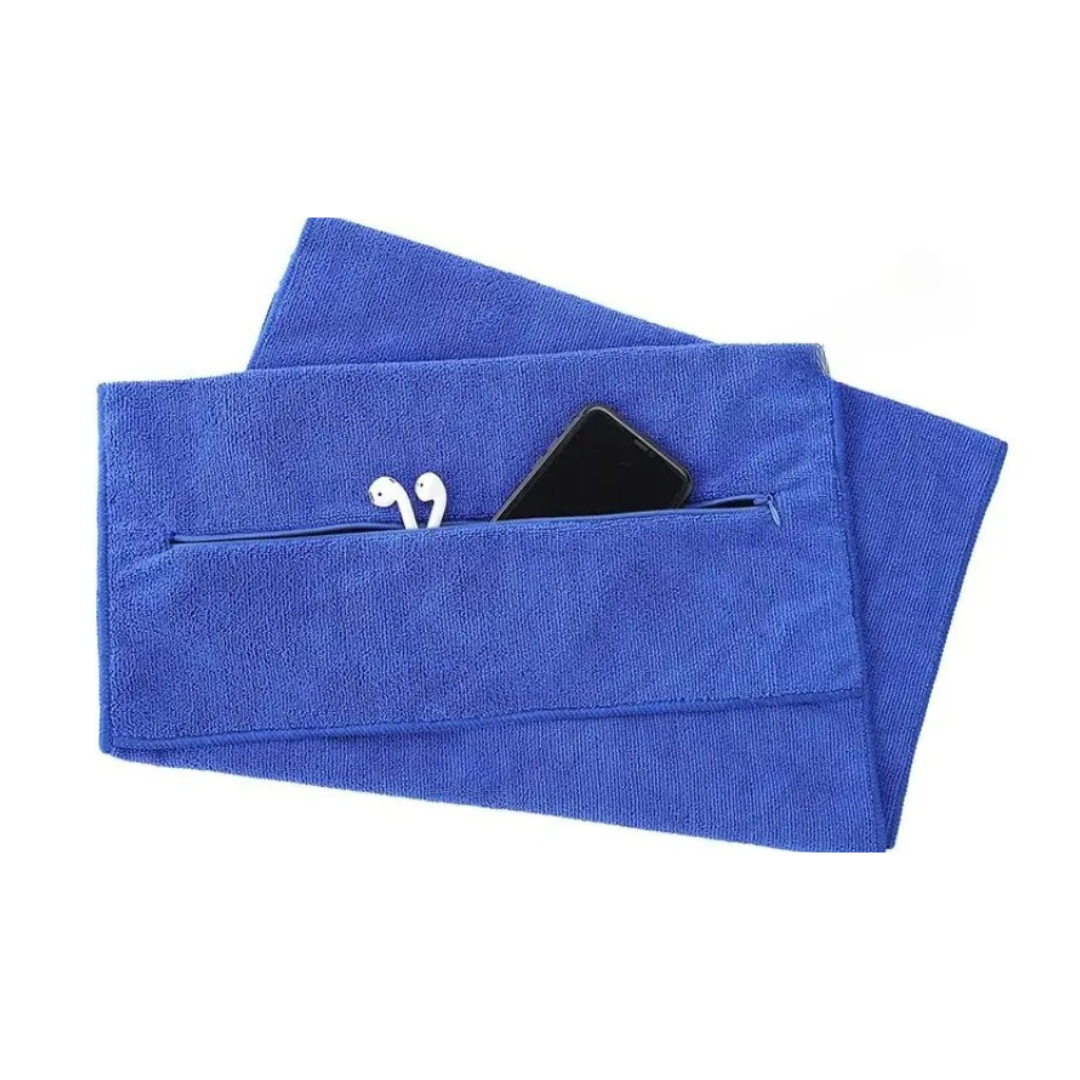 Slimme Gymhanddoek, Sporthanddoek met Ritsvak, Blauw