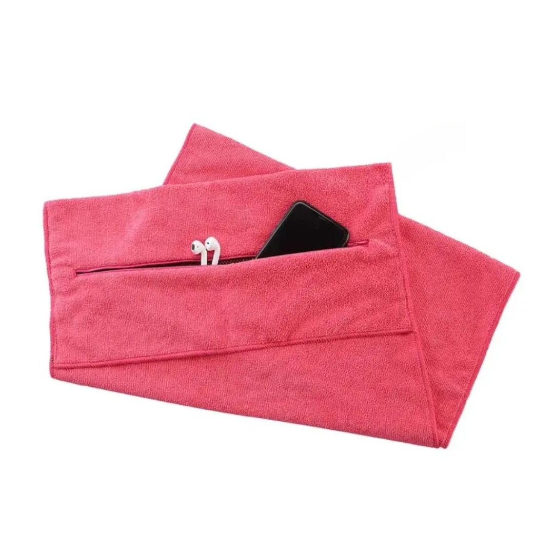 Slimme Gymhanddoek, Sporthanddoek met Ritsvak, Rood