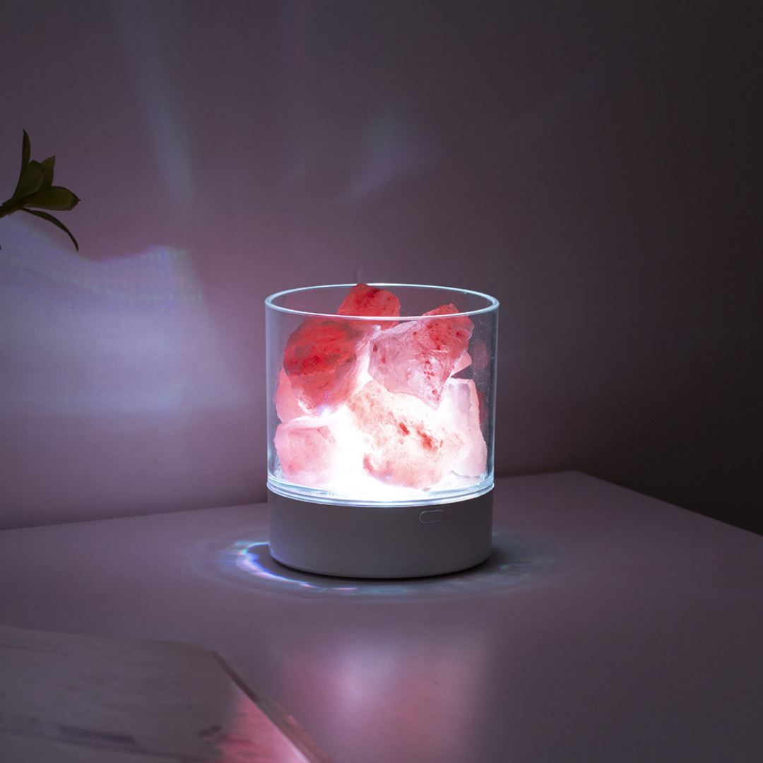 Slimme Himalaya Zoutlamp, Zuiverende Lamp, Roze Licht