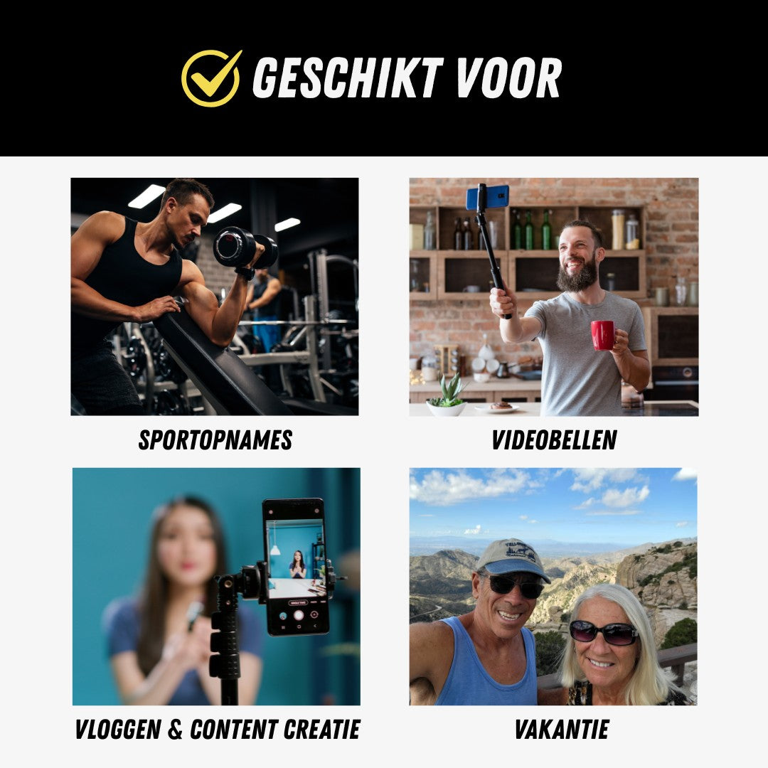 SmartPose Selfie Stick Tripod, Premium Telefoon Statief, Geschikt voor