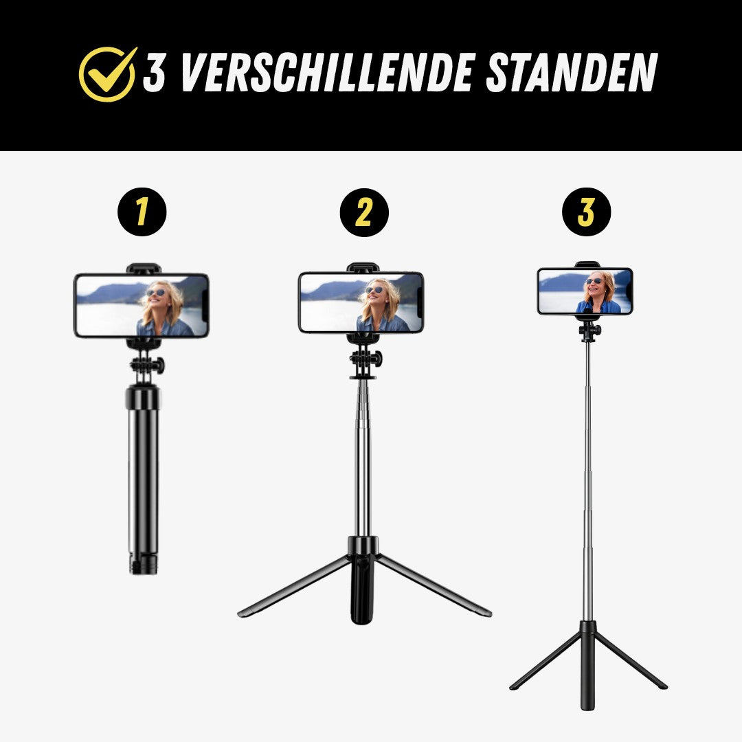 SmartPose Selfie Stick Tripod, Premium Telefoon Statief, Standen