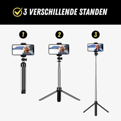 SmartPose Selfie Stick Tripod, Premium Telefoon Statief, Standen