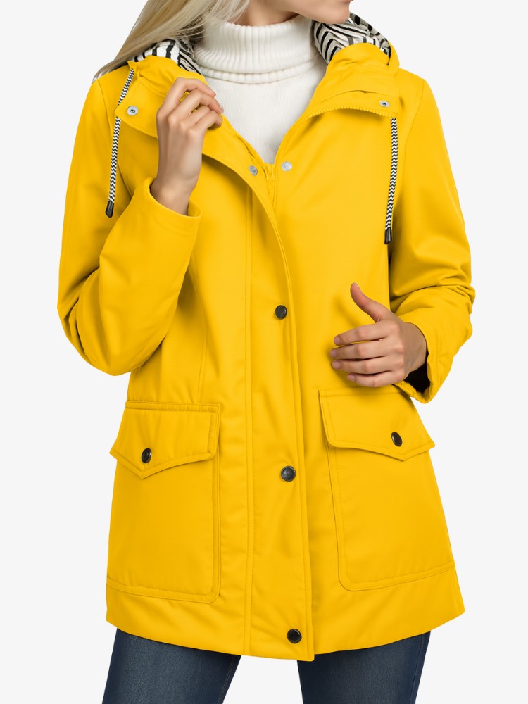 SmartProtect Regenjas Dames, Winddichte Dames Tussenjas, Bright Yellow