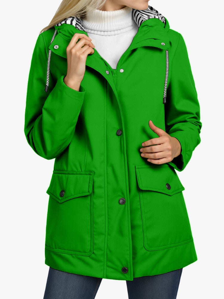 SmartProtect Regenjas Dames, Winddichte Dames Tussenjas, Forrest Green